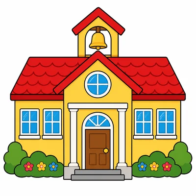 A colorful school building.