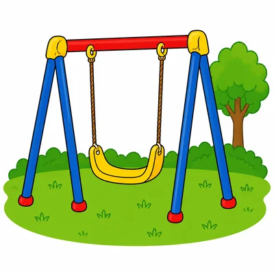 A park with a swing set and tree.