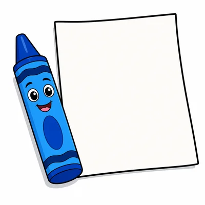 A crayon next to a blank piece of paper.