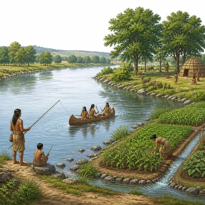 A river used for transportation, fishing, watering crops, and supporting wildlife.