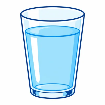 A clear glass filled with water.