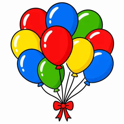 A bunch of colorful party balloons.