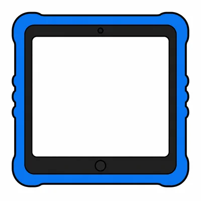 A tablet with a blank screen.