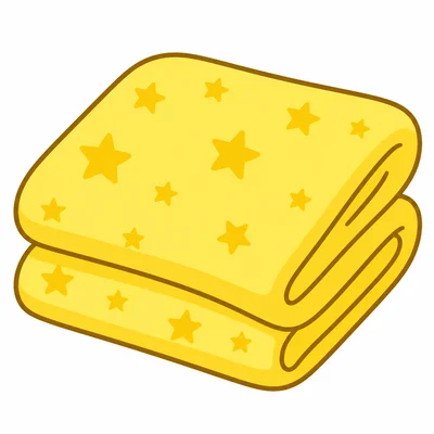 A folded yellow baby blanket.