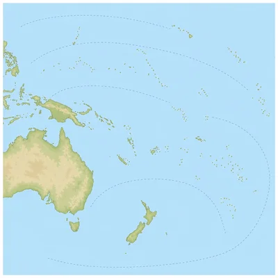 Map-style view of Australia, New Zealand, and scattered Pacific islands across a large ocean.