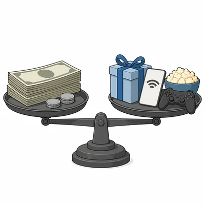 A budget compares income with planned expenses and possible leftover money.