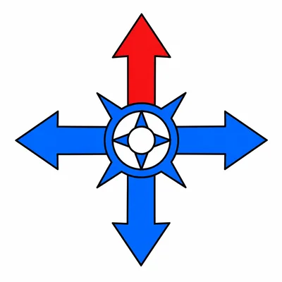 A compass rose with the upward arrow highlighted.