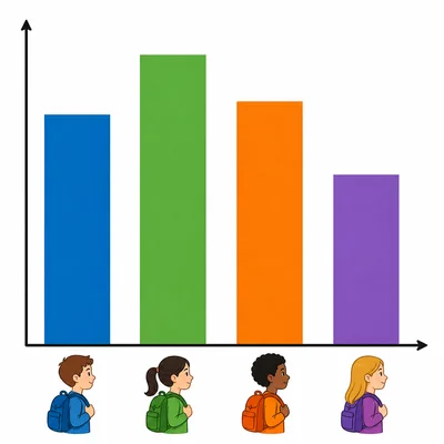 Unlabeled bar graph with four student-walking totals; the second bar is tallest.
