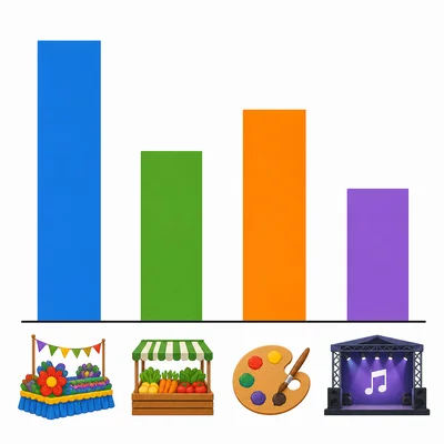 Bar chart of favorite events with the concert bar shown as the shortest.