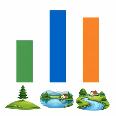 Three-town population bar graph with the first town shown as the smallest.