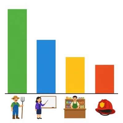 Bar chart of community jobs with the farmer bar shown as the tallest.