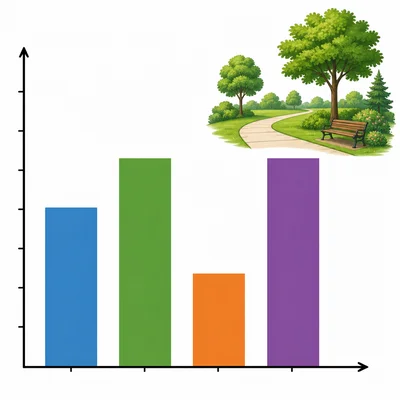 Bar graph of park visitors with the second and fourth bars equal and tallest.