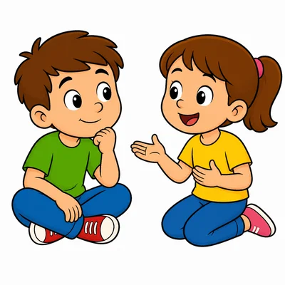 A child listening while another child talks.