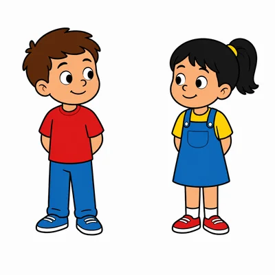 Two children keeping hands to themselves at recess.