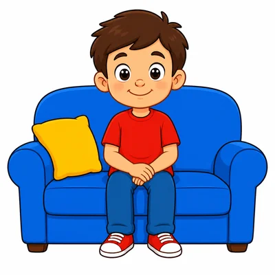 A child sitting safely on a couch.
