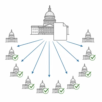 Flow diagram showing a difficult multi-step amendment process.