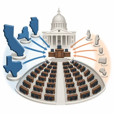 Large states appear to have more influence in a legislative chamber, representing the Virginia Plan.