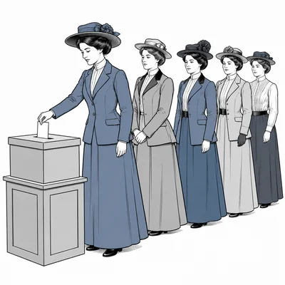 Women voting, representing women’s suffrage and the 19th Amendment.