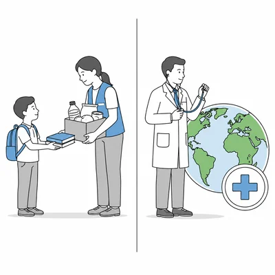 Comparison of child-focused aid and global health care work.