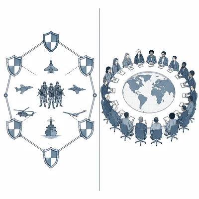 Comparison of a military defense alliance and a global diplomatic organization.