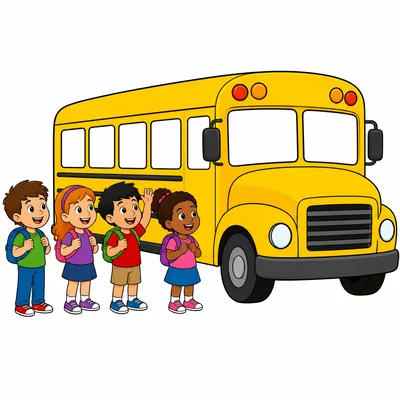 A yellow school bus with children nearby.