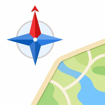 A compass rose with the top direction highlighted.