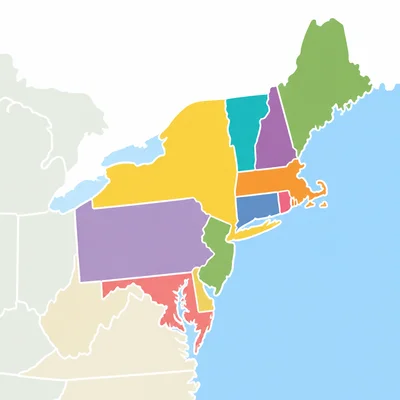 A cluster of small northeastern states on a map.