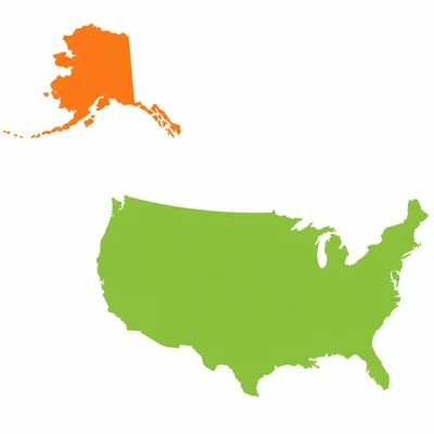Alaska shown separate from the connected lower states.