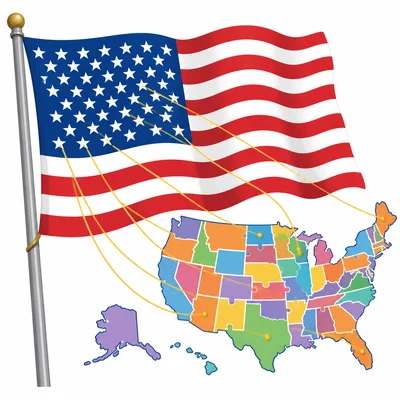 U.S. flag stars connected to a map of the United States.