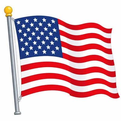 A U.S. flag showing red, white, and blue.