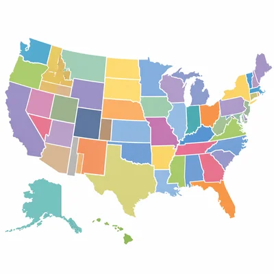 Map of the United States showing western regions added as states and territories.