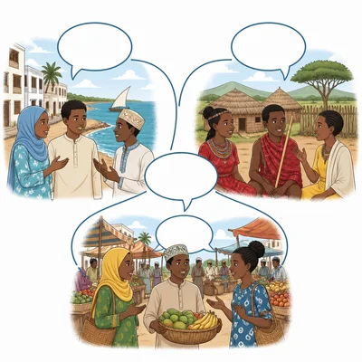 Different communities connected by matching empty speech bubbles.