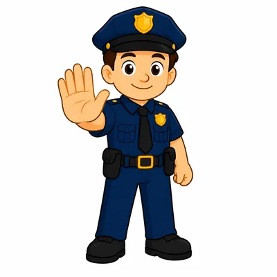 A police officer holding up a hand to help keep people safe