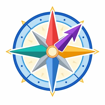 A compass rose highlighting the diagonal direction between north and east.