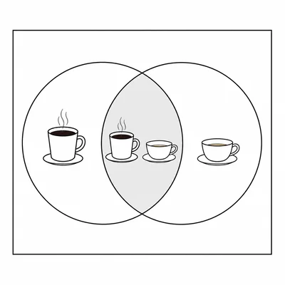 Venn diagram showing overlap between coffee drinkers and tea drinkers.