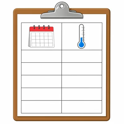 A blank two-column table for organizing daily temperature data.