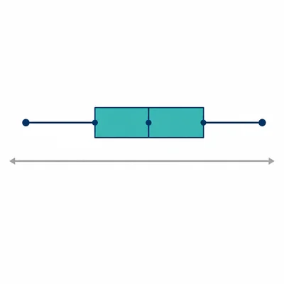 Unlabeled box-and-whisker plot showing the five-number summary positions.