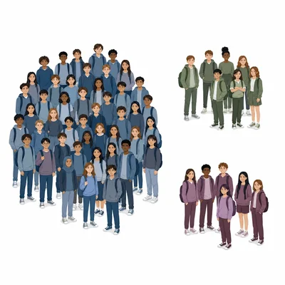 Three student groups with one much larger group and two smaller groups, showing an unbalanced sample.
