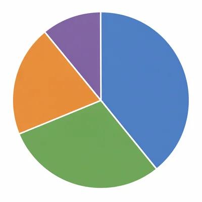 A pie chart divided into four differently sized sections.