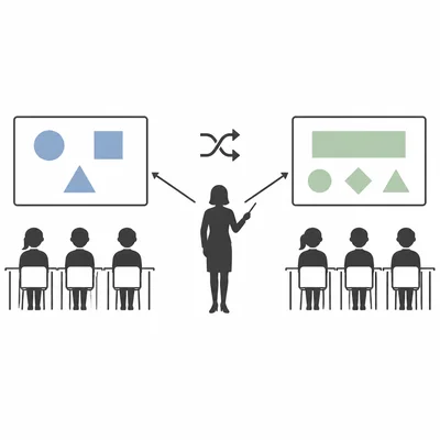 Each teacher teaches two similar classes with different methods, with order randomized.