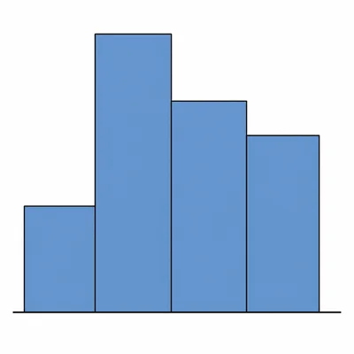 A four-bar histogram with the second bar tallest.