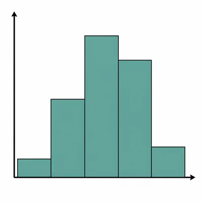 A five-bar histogram with the middle bar tallest.