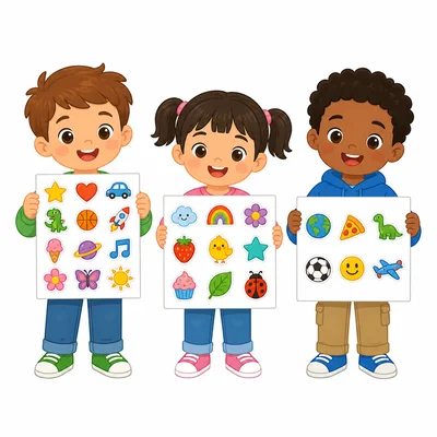 Three sticker sheets with 12, 9, and 6 stickers.