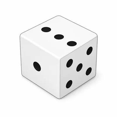 A fair six-sided die shown with pips.