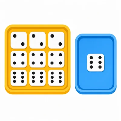 Dice faces grouped to compare even results with rolling only six.