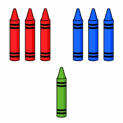 Groups of red, blue, and green crayons to compare.