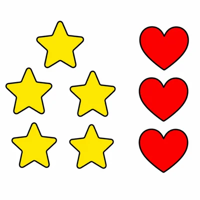 Stars and hearts to count and compare.