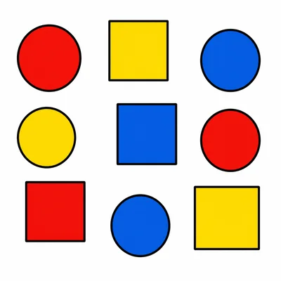 Circles and squares to count.