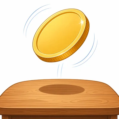 A coin flipping in the air.