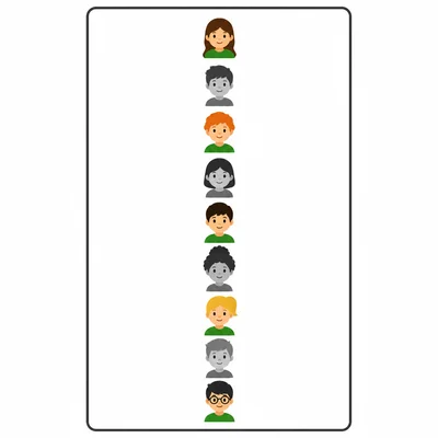 Evenly spaced student icons are highlighted from a list.